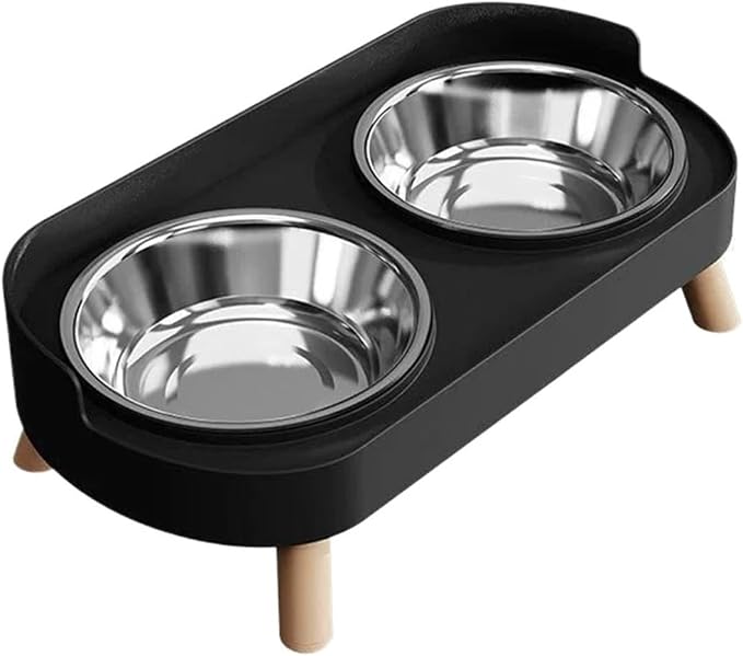 Dopamine Colorful Elevated Pet Feeder - Stylish Dual Stainless Steel Bowls with Neck Support for Dogs and Cats(Gray)