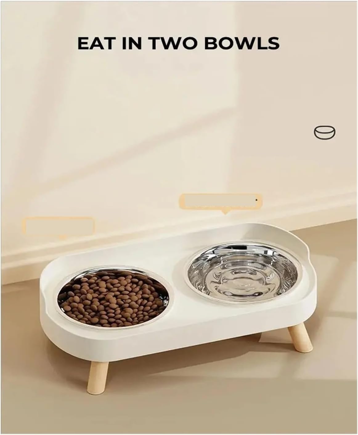 Dopamine Colorful Elevated Pet Feeder - Stylish Dual Stainless Steel Bowls with Neck Support for Dogs and Cats(Gray)