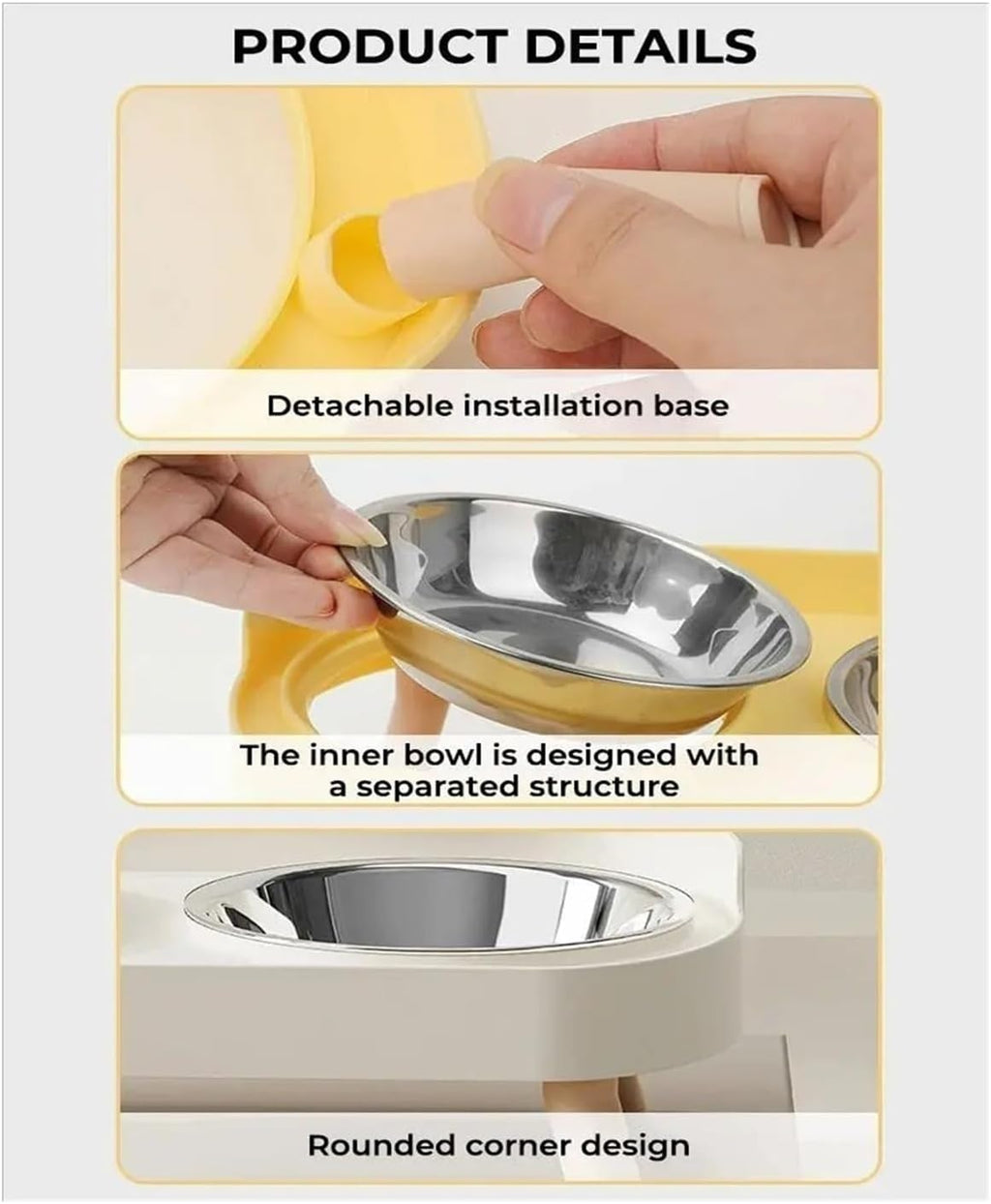 Dopamine Colorful Elevated Pet Feeder - Stylish Dual Stainless Steel Bowls with Neck Support for Dogs and Cats(Gray)