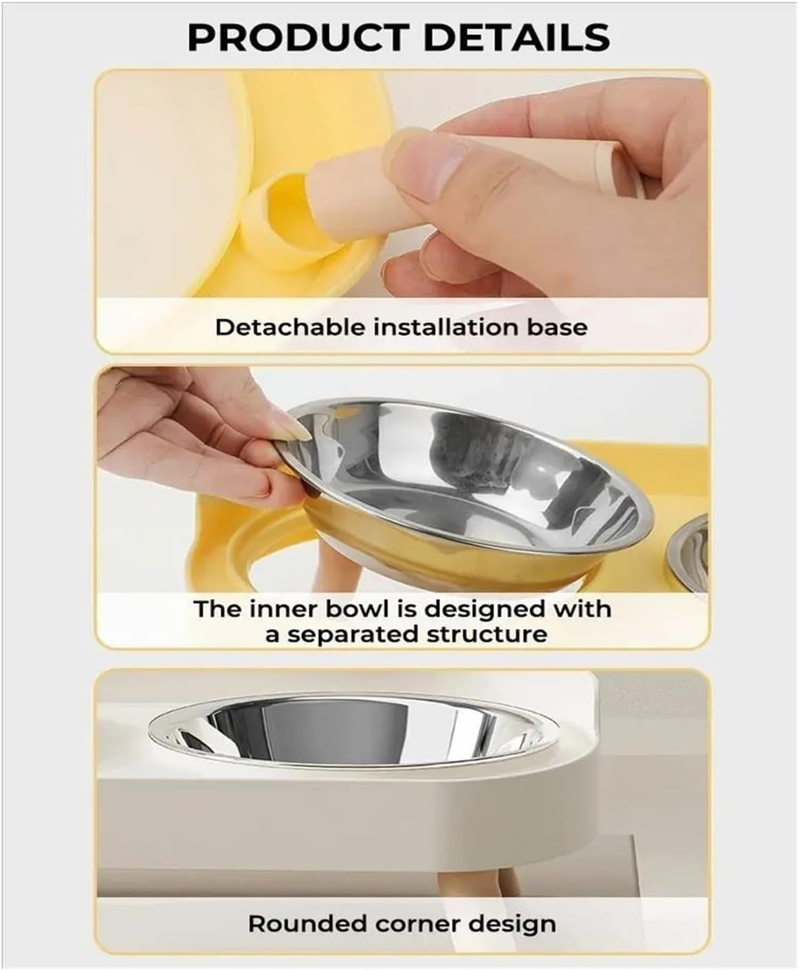 Dopamine Colorful Elevated Pet Feeder - Stylish Dual Stainless Steel Bowls with Neck Support for Dogs and Cats(Gray)