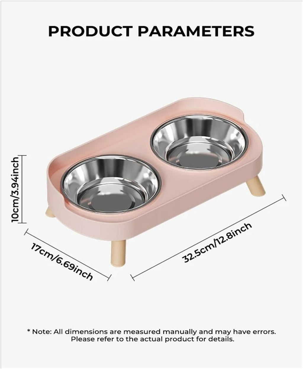 Dopamine Colorful Elevated Pet Feeder - Stylish Dual Stainless Steel Bowls with Neck Support for Dogs and Cats(Gray)