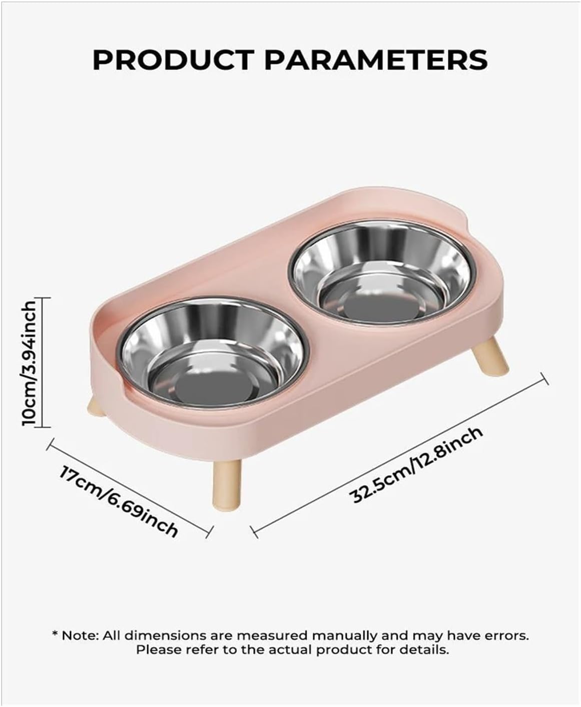 Dopamine Colorful Elevated Pet Feeder - Stylish Dual Stainless Steel Bowls with Neck Support for Dogs and Cats(Gray)