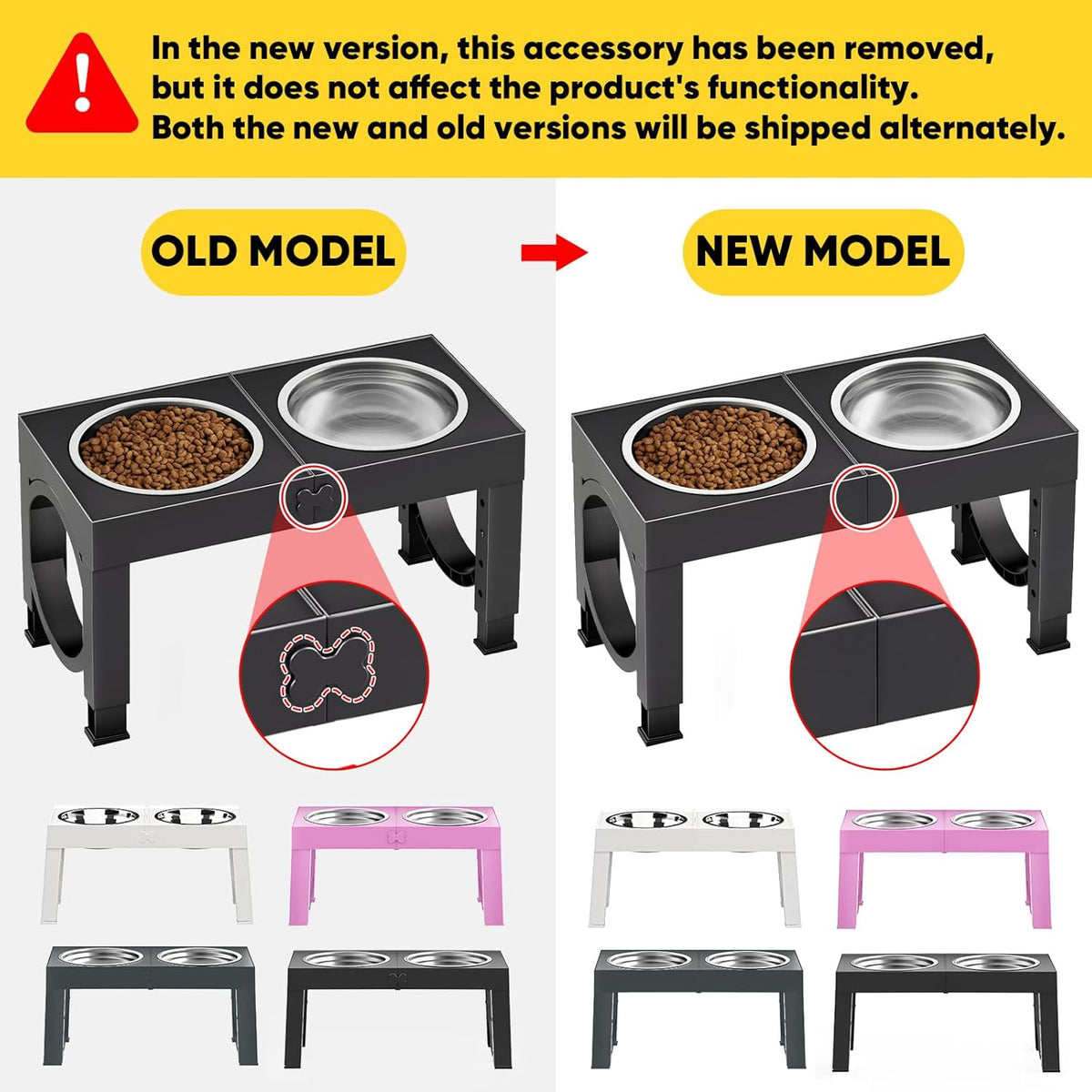 XIAZ Elevated Dog Bowls – Adjustable Raised Dog Bowl Stand for Large &amp; Medium Dogs with Stainless Steel Food &amp; Water Bowls (5 Height Settings, Black)