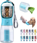 Cibaabo Dog Water Bottle with Food Container & Poop Bag Holder – Portable Travel Pet Water Dispenser for Walking, Hiking & Outdoor Adventures