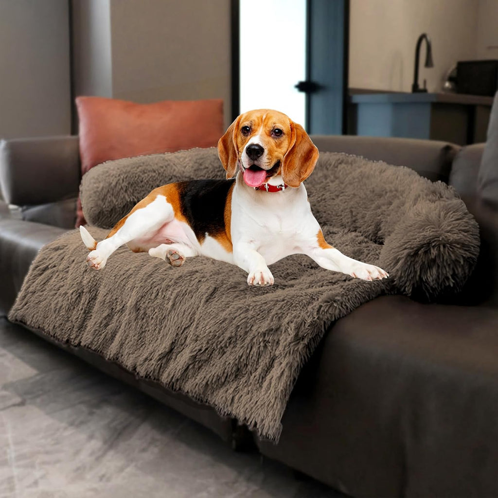 Calming Dogs/Cats Bed Mats, Dog Pad Washable Removable Couch Cover, Plush Long Fur Mat for Pets, Waterproof Lining, Perfect for Small, Medium and Large Dogs and Cats (Gradient Gray, 36"x31")