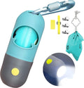 Dog Poop Bag Dispenser with Built-in LED Flashlight &amp; Heavy-Duty Metal Leash Clip – Portable Pet Waste Bag Holder for Dog Walking, Travel &amp; Outdoor Adventures, Crystal Blue