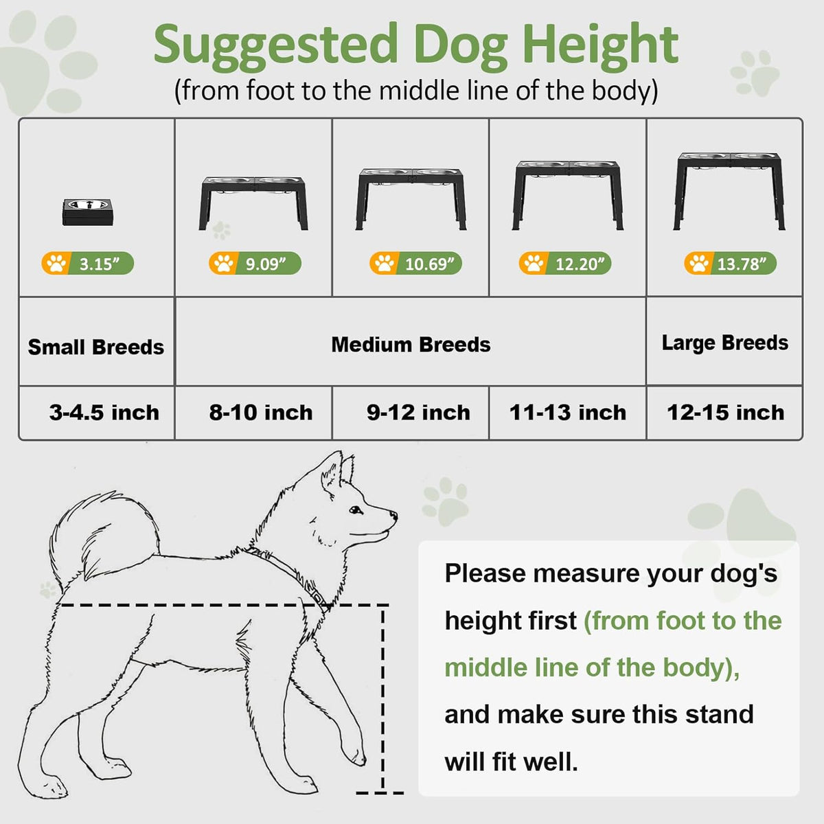 XIAZ Elevated Dog Bowls – Adjustable Raised Dog Bowl Stand for Large &amp; Medium Dogs with Stainless Steel Food &amp; Water Bowls (5 Height Settings, Black)
