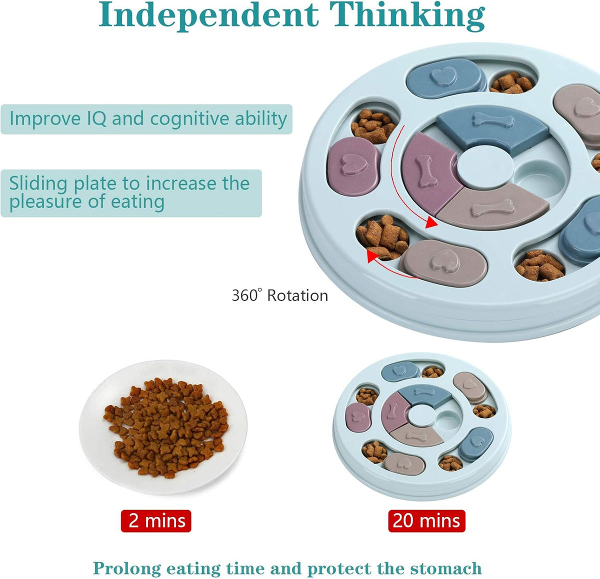 DR CATCH Dog Puzzle – Interactive Food Toy for IQ Training &amp; Mental Enrichment (Blue)