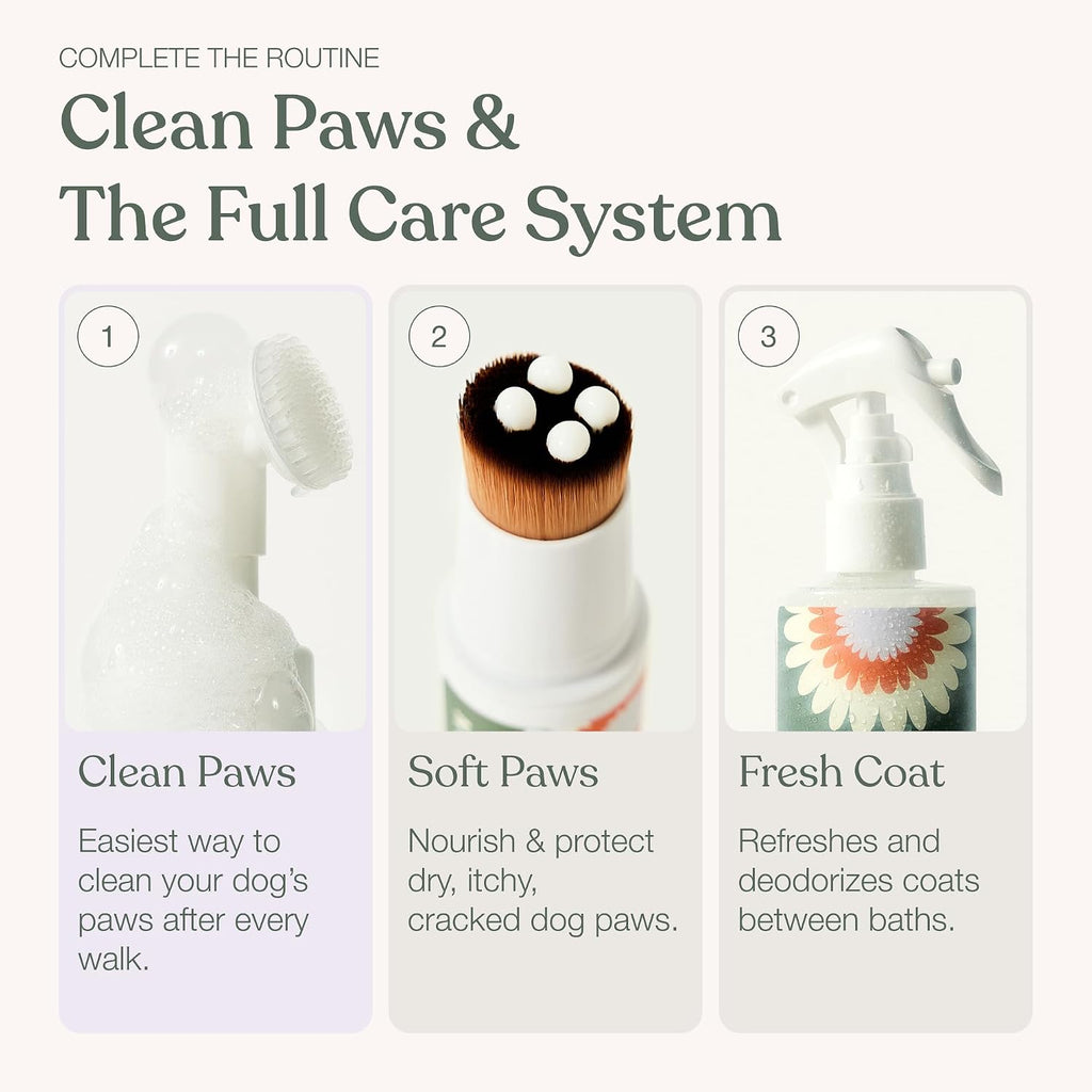 Dandylion Dog Paw Cleaner – Clean Paws No-Rinse Foam Washer with Silicone Brush