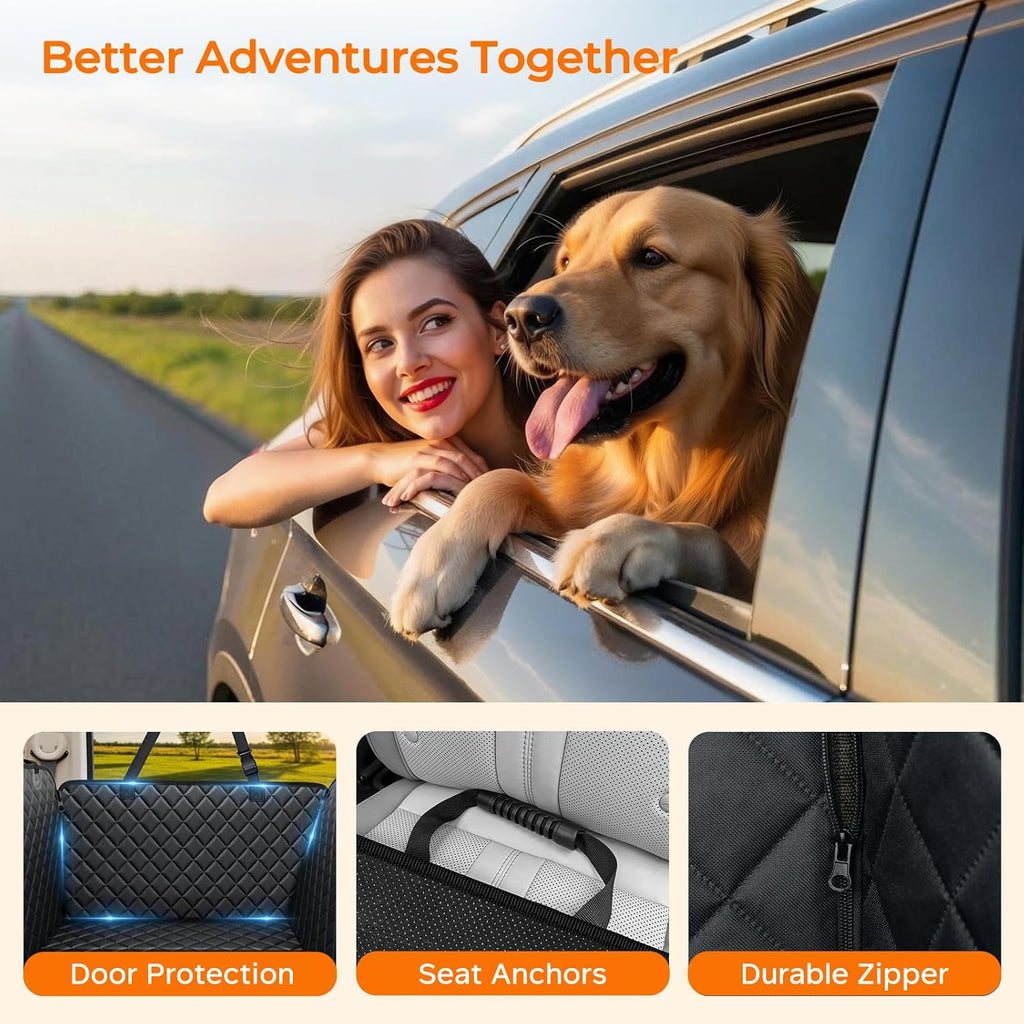 URPOWER Dog Car Seat Cover for Pets – 100% Waterproof Hammock Seat Protector for Cars &amp; SUVs