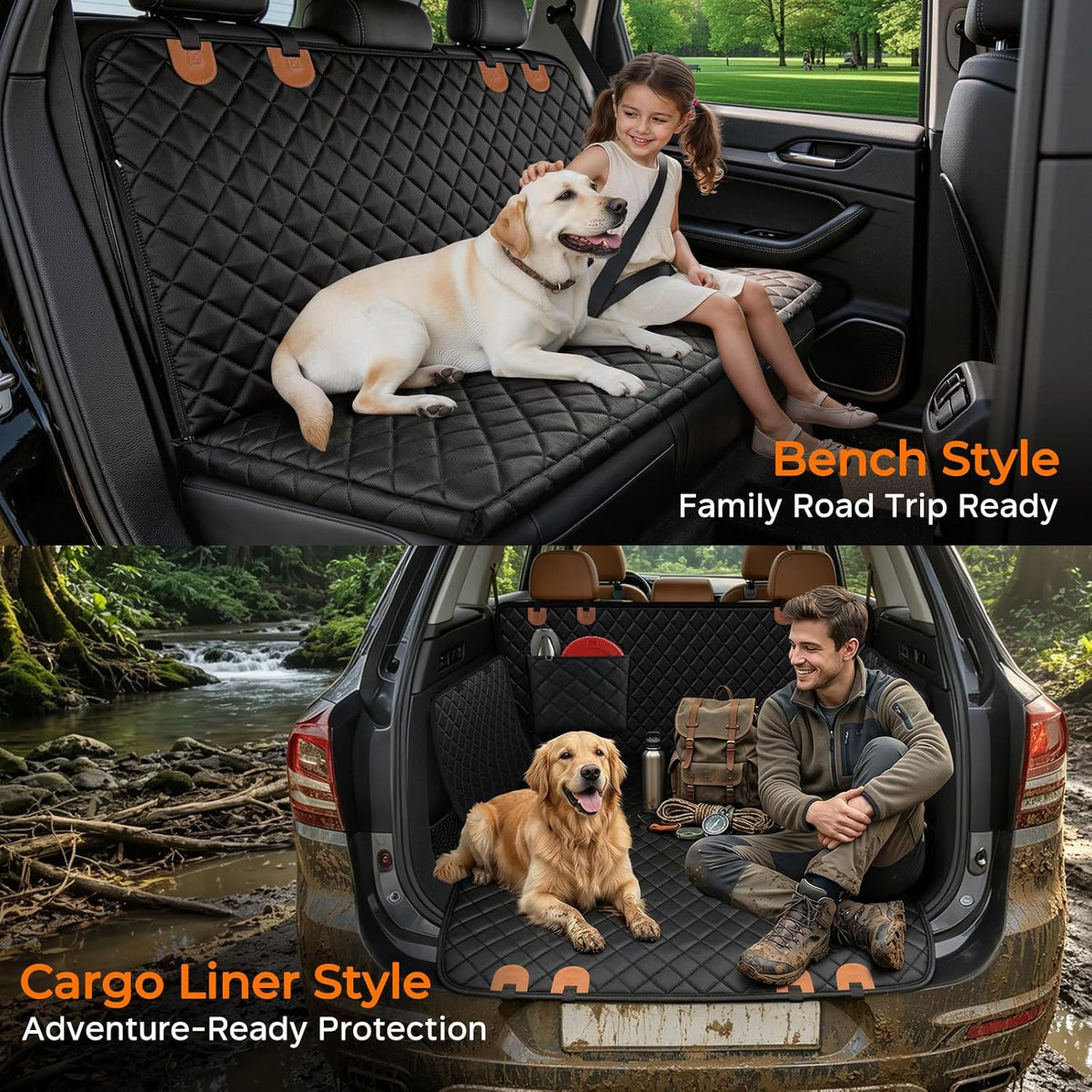 URPOWER Dog Car Seat Cover for Pets – 100% Waterproof Hammock Seat Protector for Cars &amp; SUVs