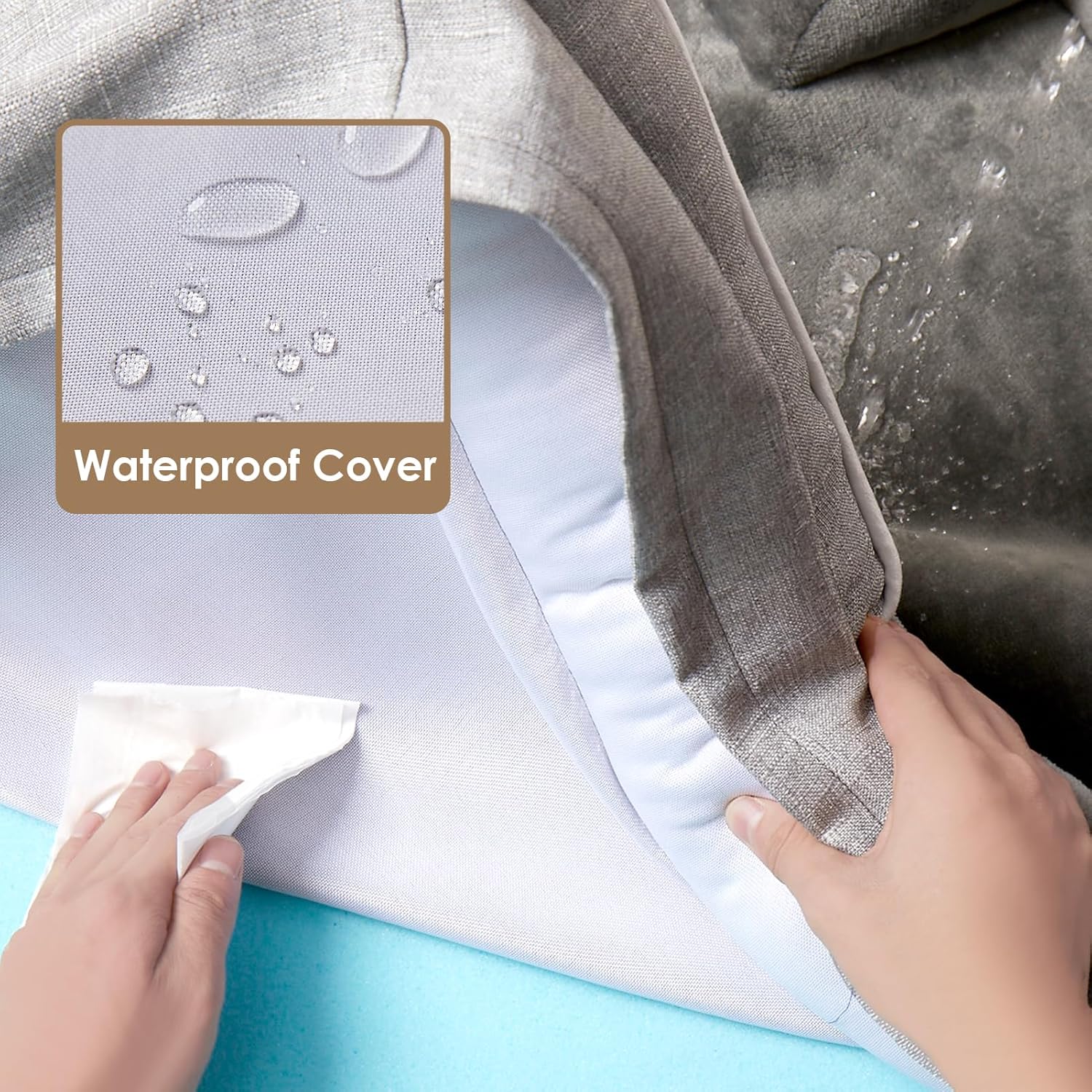 EHEYCIGA Orthopedic Dog Bed for Extra Large Dogs – 44 x 32 Inch Waterproof Memory Foam XL Pet Bed with Bolster Sides, Egg-Crate Foam, Non-Slip Bottom & Washable Removable Cover (Grey)