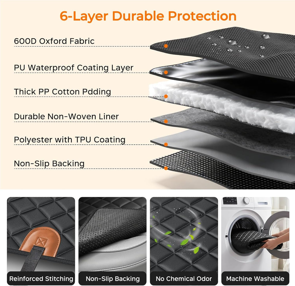 URPOWER Dog Car Seat Cover for Pets – 100% Waterproof Hammock Seat Protector for Cars &amp; SUVs